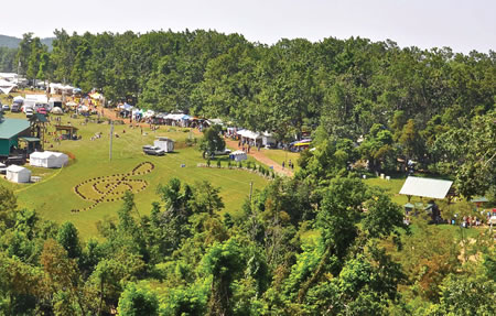 Hodges and Johnson transformed an unused cow pasture into a vibrant outdoor music venue, seen here from the nearby Blue Ridge Parkway