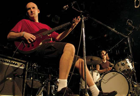 Ian MacKaye's newest band, the Evens, with Amy Farina. Photo by Harumi Aida