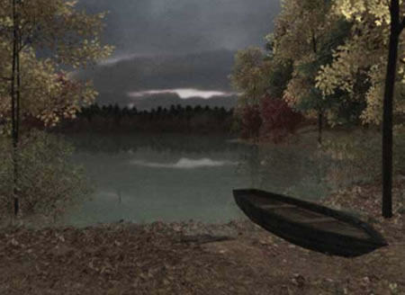 A screen shot of the Walden video game showing the shore of Walden Pond. Image courtesy of Tracy Fullerton
