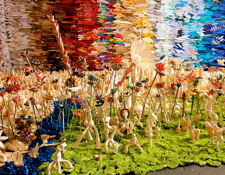 Tapigami, the art form of sculpting with masking tape, is featured at the 2012 Maker Faire. Photo by Mark Madeo