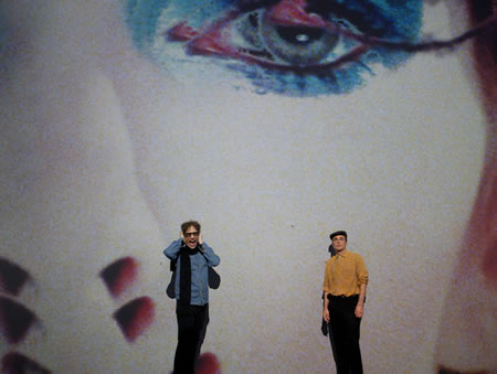 Life on Mars Revisited by David Bowie, Mick Rock, and Barney Clay (Rock and Clay shown in front of poster of Bowie). Photo by James Medcraft