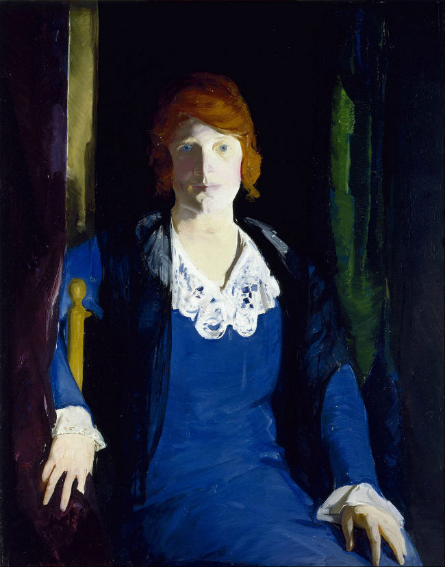 Painting of a woman in blue