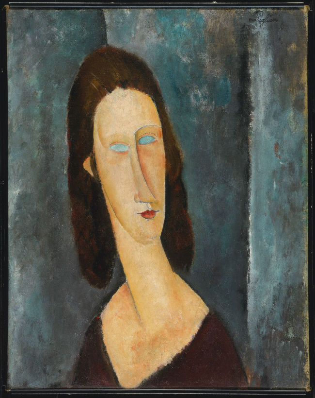 Painting of a woman with blue eyes