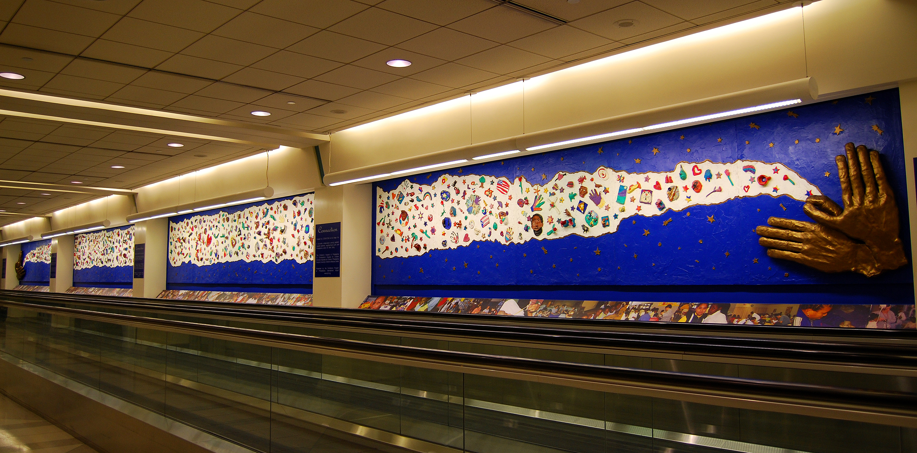 Mural on wall of airport.