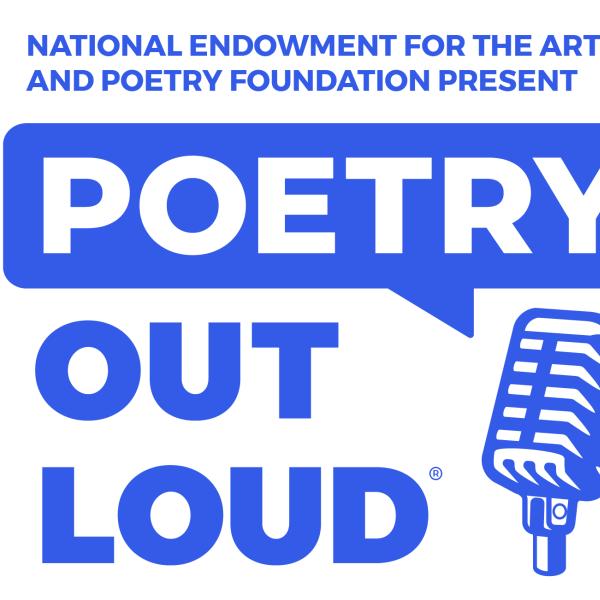 A graphic of a microphone with text reading: National Endowment for the Arts and Poetry Foundation present Poetry Out Loud