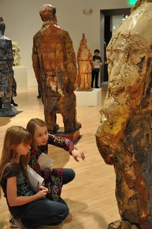 Students investigate an exhibit at the Holter Museum of Art. Photo courtesy of Sondra Hines