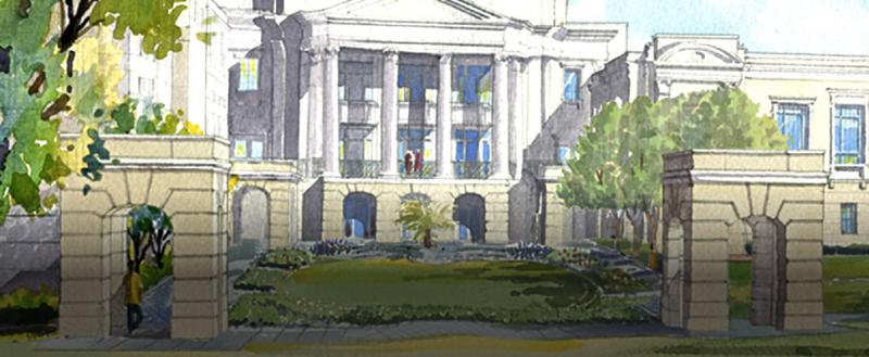 Artist rendering of a large classical style building