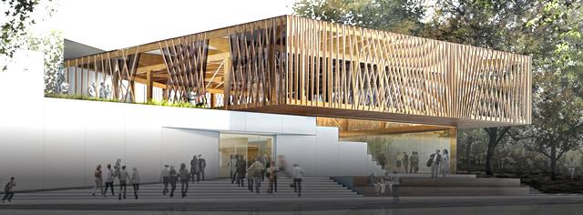 Artist rendering of the new theater front and plaza