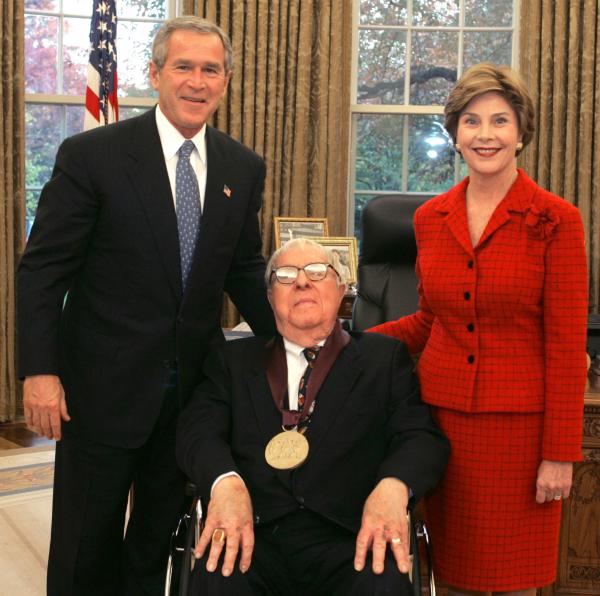 President George W. and Laura Bush with Ray Bradbury