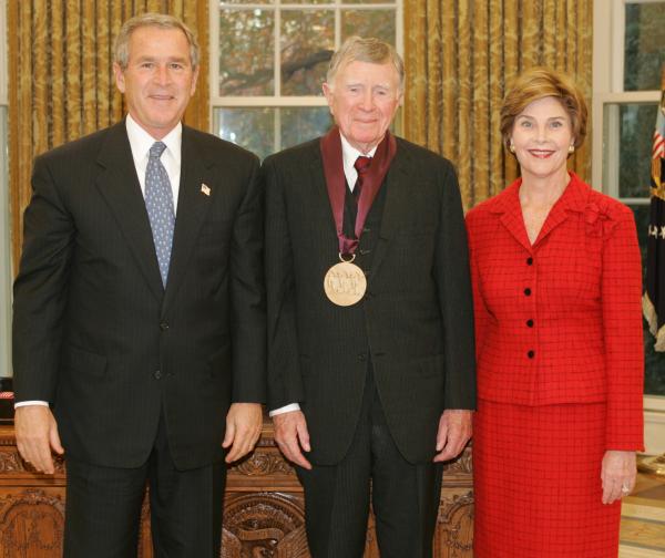 President George W. and Laura Bush with Vincent Scully