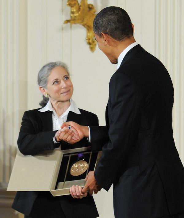 Executive and Artistic Director Ella Baff accepts the 2010 National Medal of Arts on behalf of Jacob’s Pillow Dance Festival from President Barack Obama