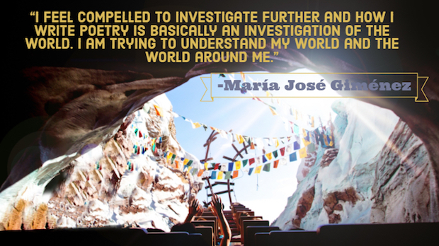 photo of string of bunting flags in a mountain setting with quote by Maria Jose Gimenez