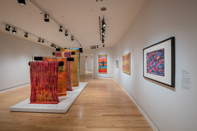 several artworks in a gallery space