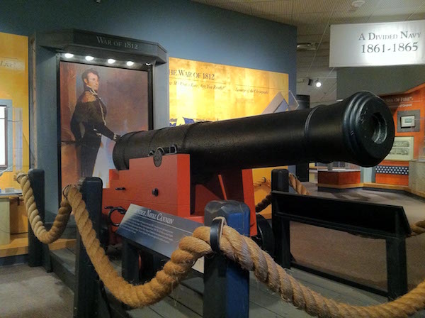 19th-century cannon on display at the Hampton Roads Naval Museum