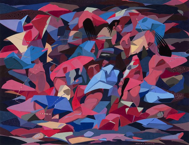 an abstract multi-colored painting by Oscar Howe