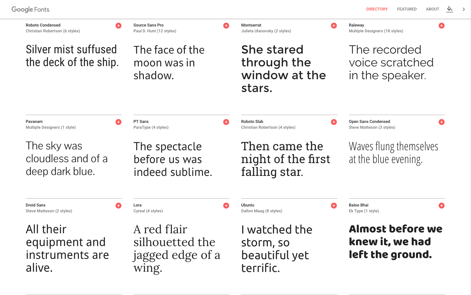 A selection of Google Fonts. 