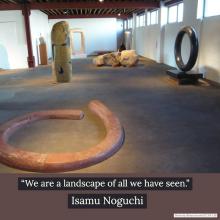 various sculptural art works by Isamu Noguchi at the Noguchi Museum