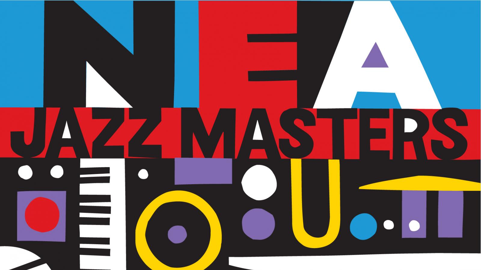 NEA Jazz Masters colorful logo with various shapes and colors.