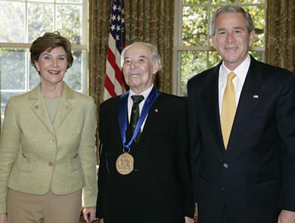 The President and First Lady with Ben and Sandra Jaffe in the Oval Office