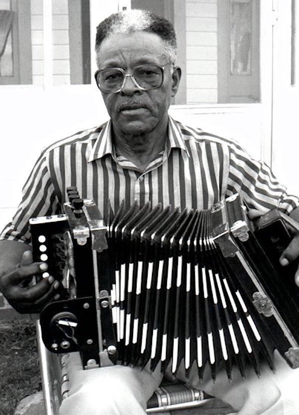 Man playing an accordion.